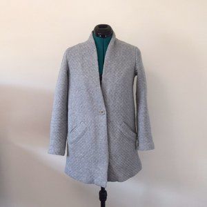 Gray Quilted One Button Oversized Cardigan